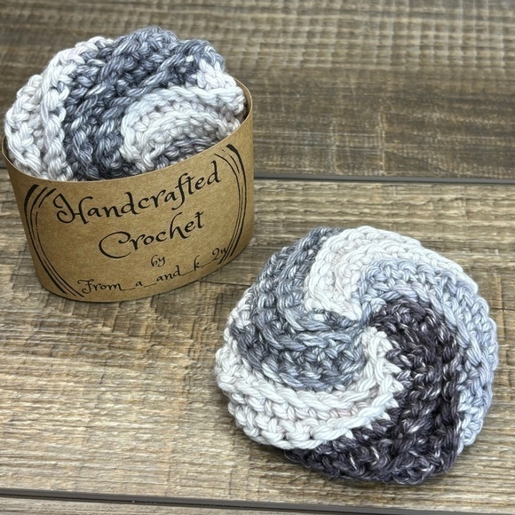 Handcrafted Crochet Spiral Tawashi Bath Scrubbies Set Cotton Yarn Handmade - Picture 1 of 6